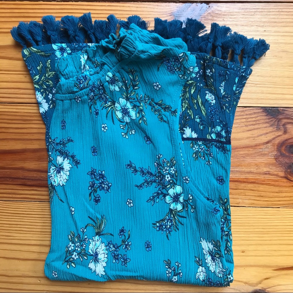 John Paul Richard Teal Blue Tassel Tank Top, EUC, S/M - Picture 13 of 13